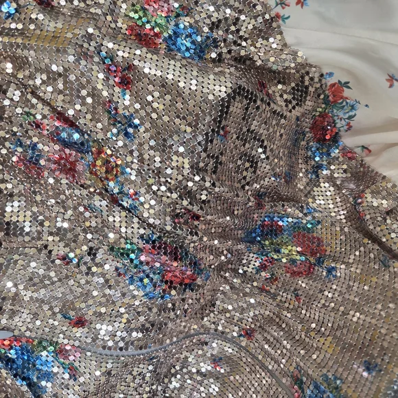 Rabanne Chainmail Sequin-Embellished Maxi Floral Metallic Skirt Multi Color NWT - Picture 7 of 15